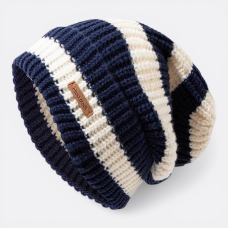 Gorro Knit Nórdico De Abrigo Rayas Azul Blanco