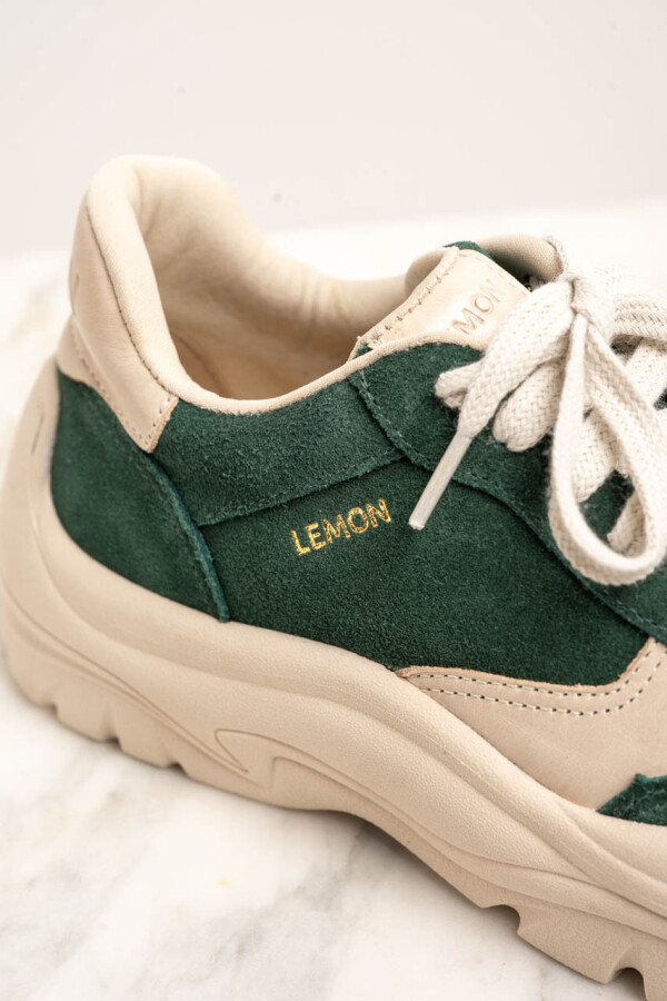 Zapatilla Gamuza Combinada Verde