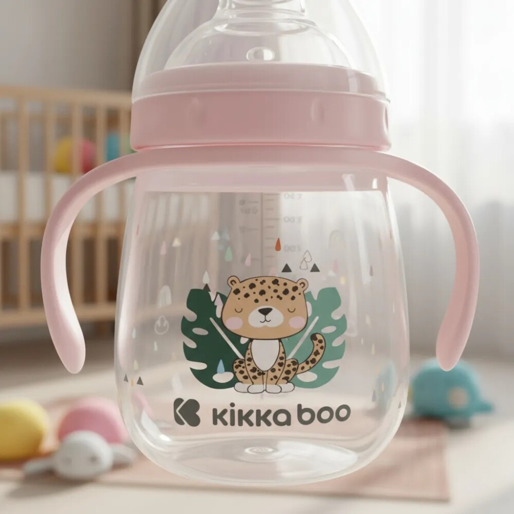 Vaso KIKKABOO 6m+ boquilla silicona rosa