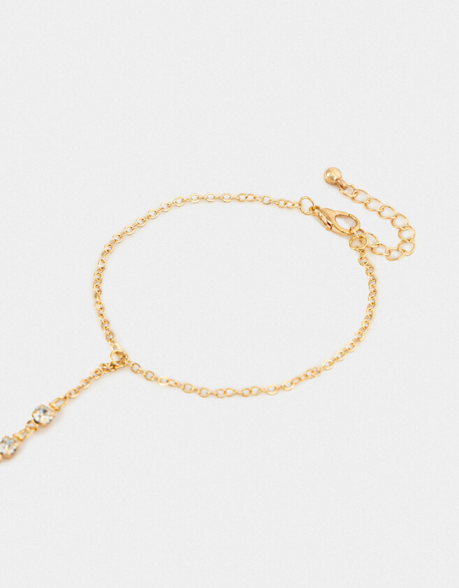 Pulseras Flexibles Pulsera Flexible Strass Con Anillo - Dorado