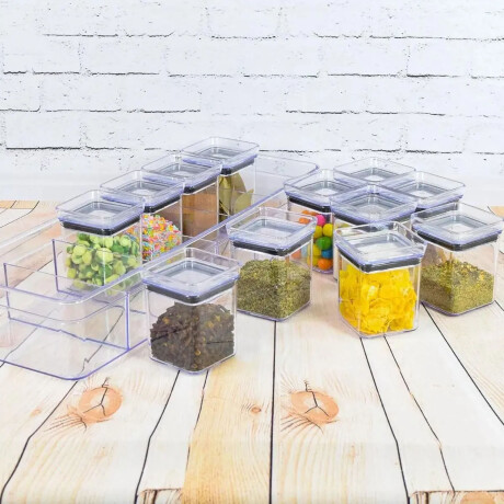Kit Organizador Condimentos Lumini X13 Frascos y Soporte Transparente