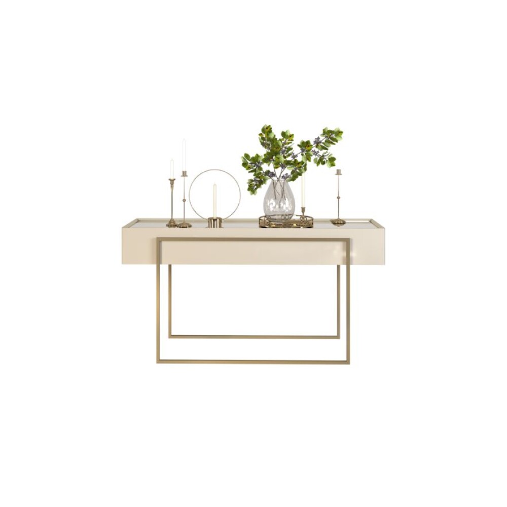Mesa De Arrime En Vidrio Y Metal - Pilar Blanco