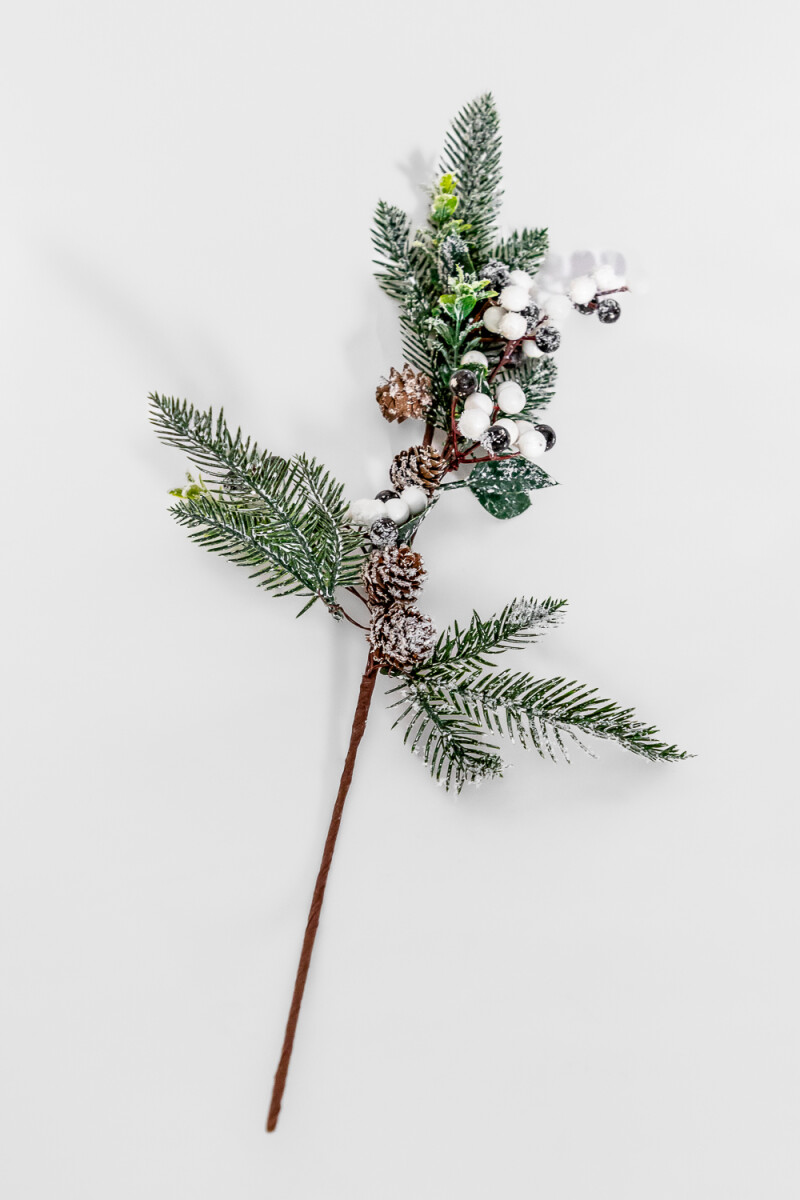 Deco Navidad Rama Bolas Blancas Nevadas - Color Unico 