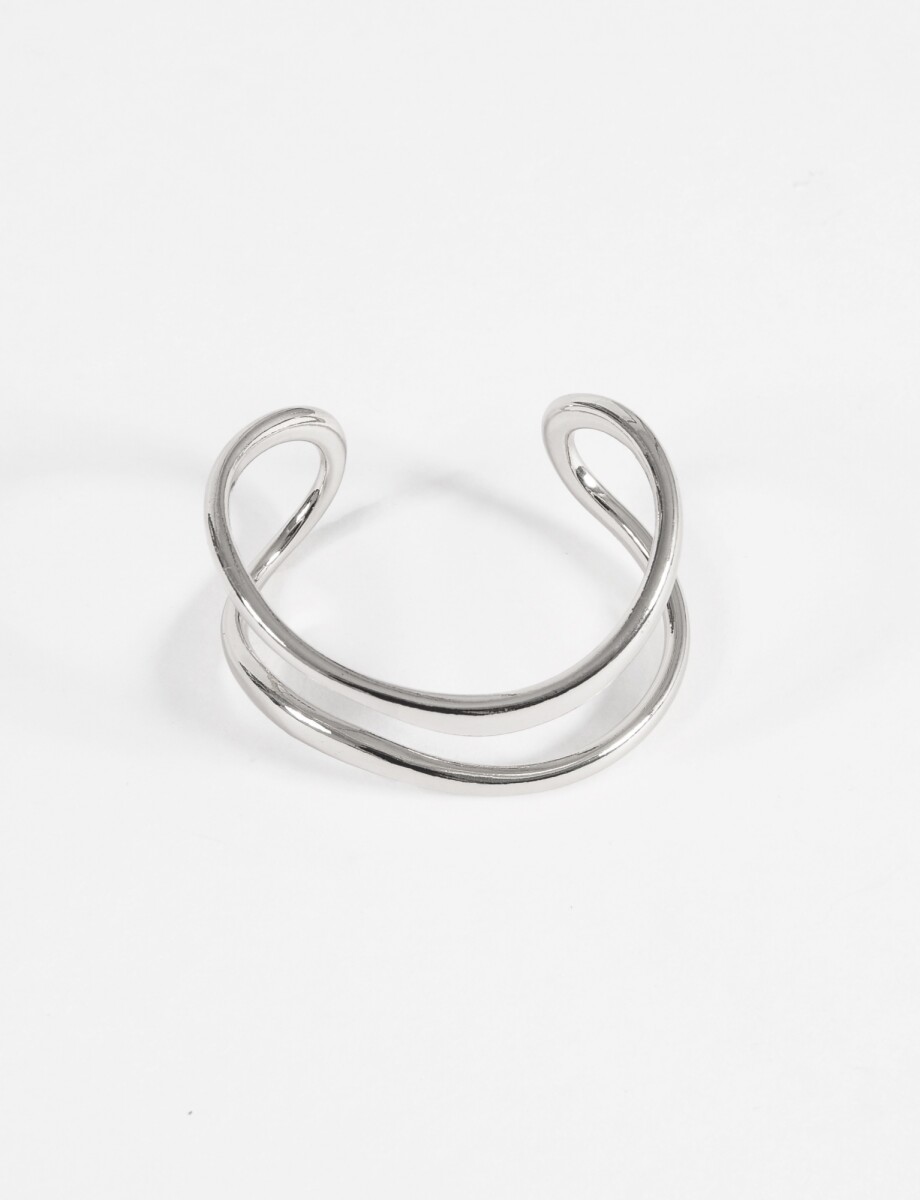 Pulsera cuff doble rígida - plateado 
