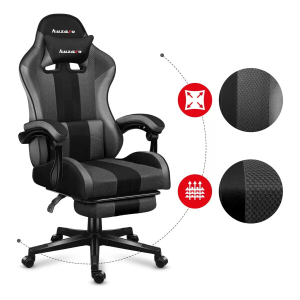 Silla Gamer Huzaro Hz Force 4.7 Con Reposapiés SILLA GAMER HUZARO HZ FORCE 4.7 GRIS