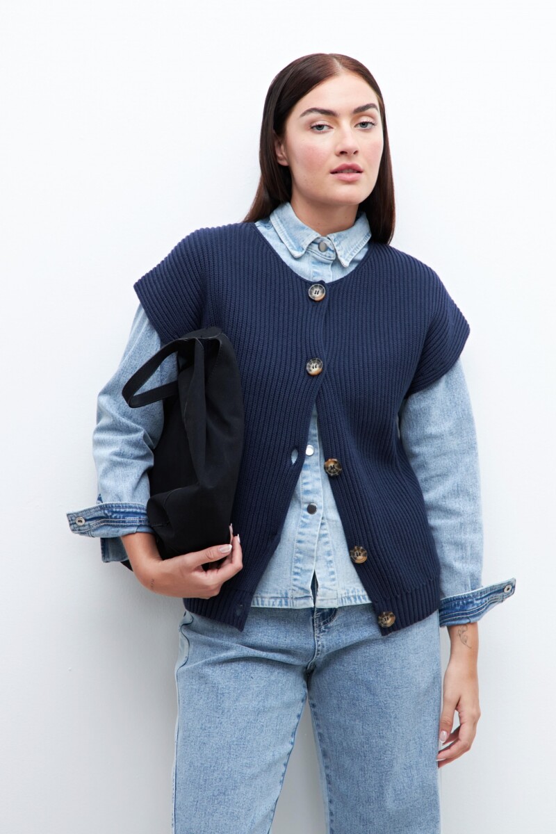 Cardigan manga corta - azul marino 