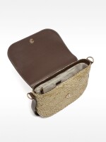 Bolso Bandolera De Rafia Con Solapa marron
