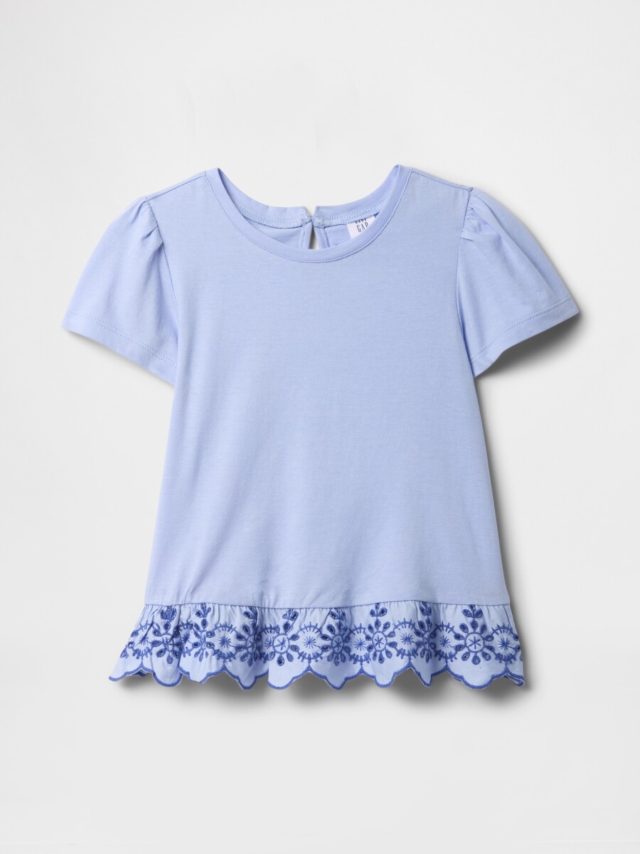Remera Tunic Con Broderie Toddler Niña - Blue Crystal 
