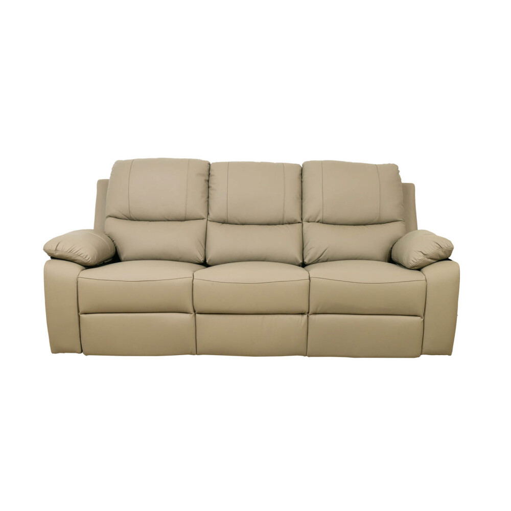RECLINER MANUAL 3 CUERPOS CUERO-Y-SIMIL-CUERO MARRON LINA TAUPE