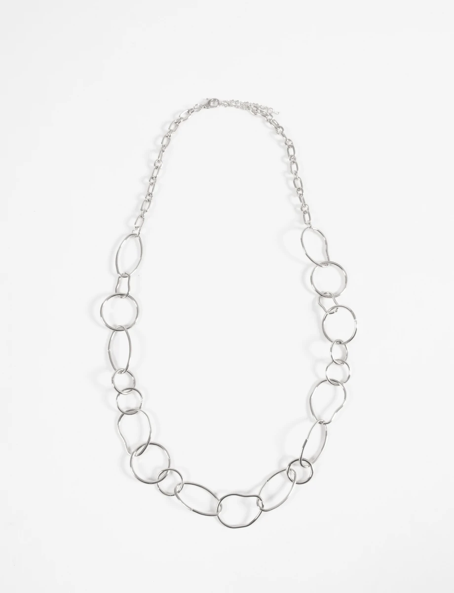 Collar largo eslabones - plateado 