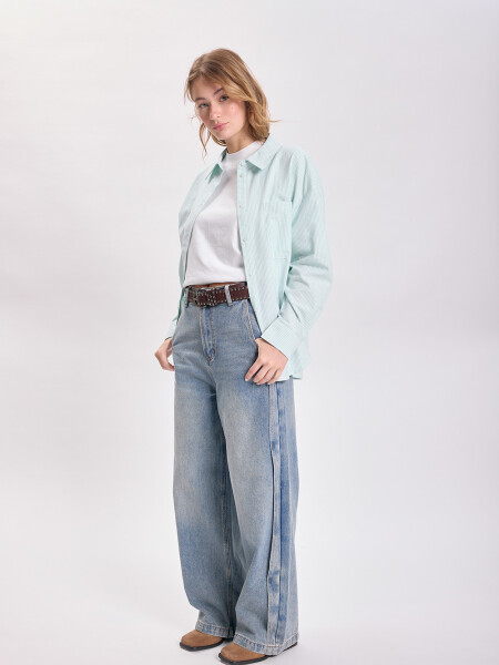 Pantalón jean detalle onda Azul Medio