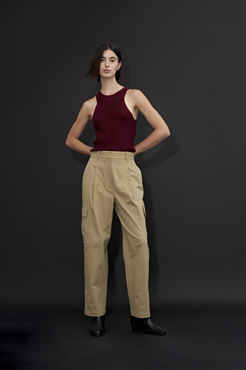 Pantalón cargo pinzado khaki