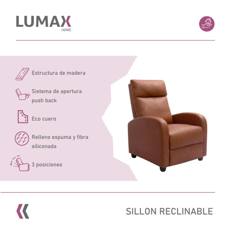Sillón Reclinable Charlton Butaca Sofa Living Marrón