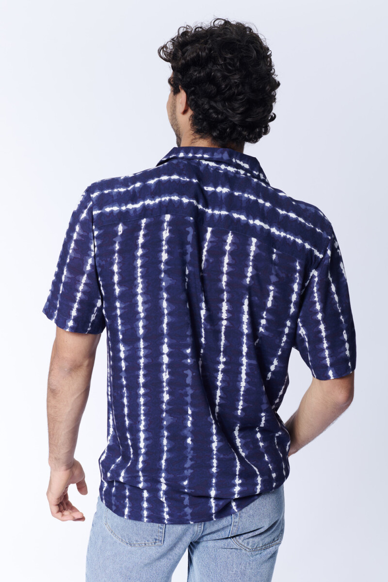 Camisa viscosa estampa arabescos Abstracta Azul