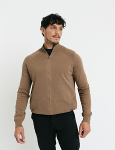 470981 CARDIGAN HARRINGTON LABEL Kaki