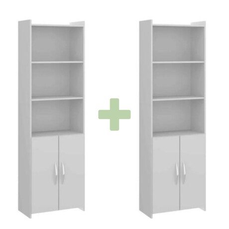 Promo 2 Bibliotecas Con Puertas Blanco
