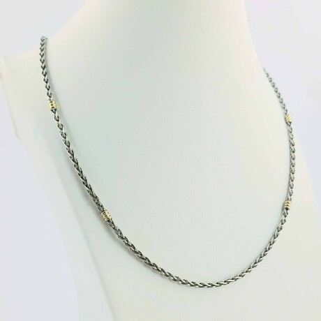 Cadena de plata 925 y double en oro 18 ktes, ESPIGA, 45 cm. Cadena de plata 925 y double en oro 18 ktes, ESPIGA, 45 cm.
