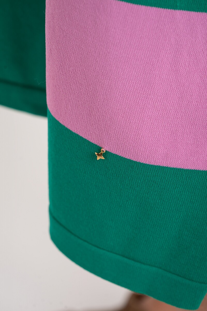 Vestido Tejido Rayado Verde