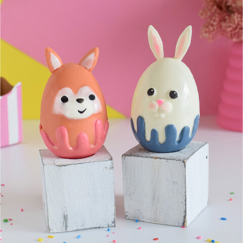 Placa Huevo Zorrito y Conejito 10 cm Placa Huevo Zorrito y Conejito 10 cm