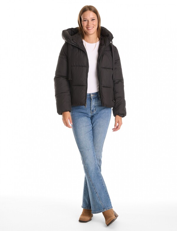 Campera Puffer Capucha NEGRO