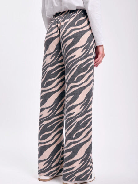 Pantalón tejido estampado Beige