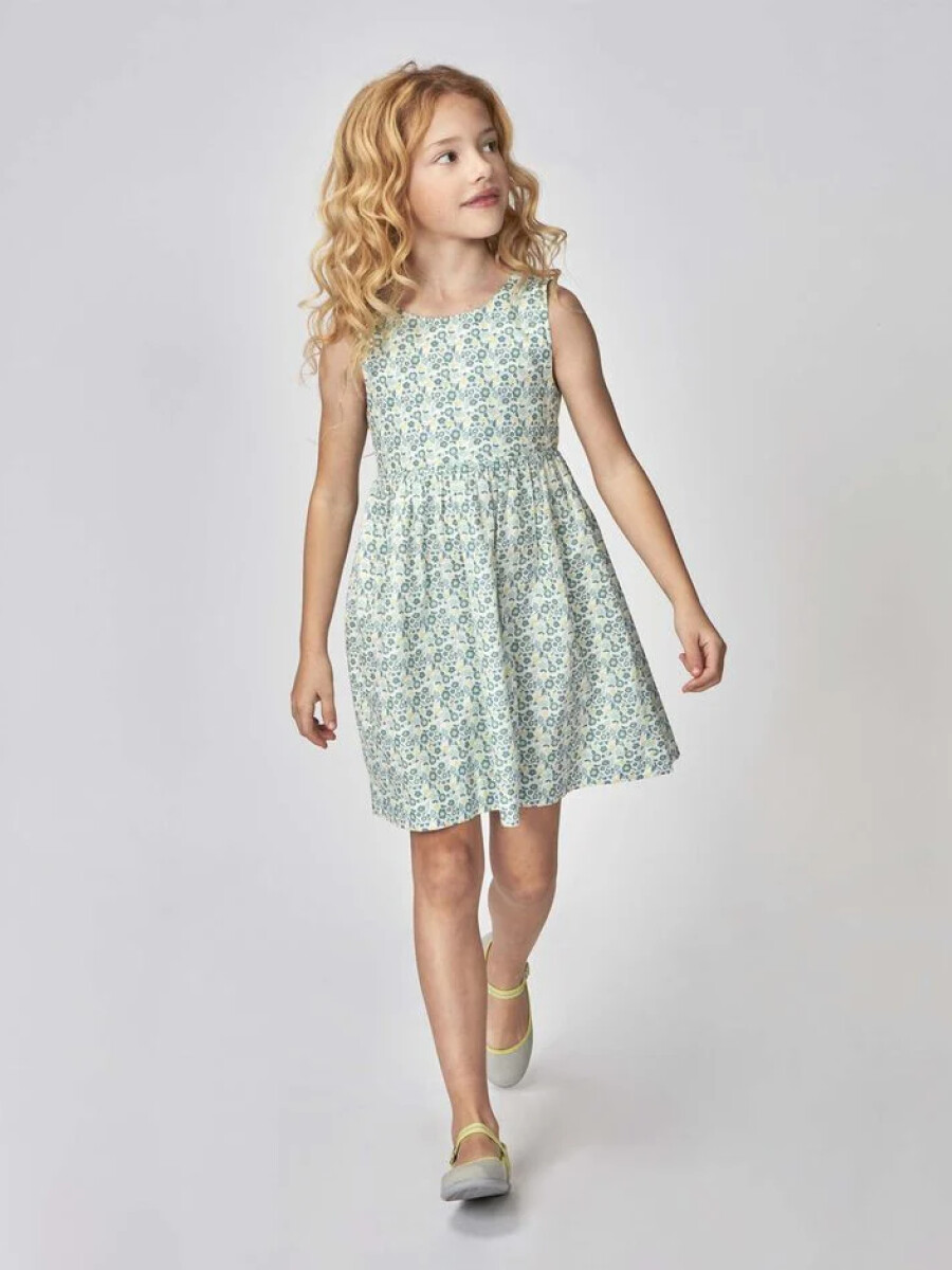 Vestido Flores Con Tirantes Piedra