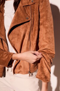 Campera Gamuza Cuero Vegano Camel