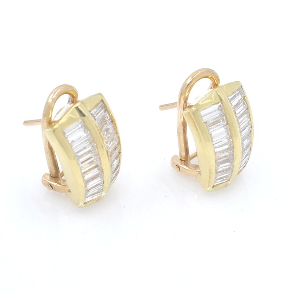 Caravanas clips en oro 18k con brillantes baguette Caravanas clips en oro 18k con brillantes baguette