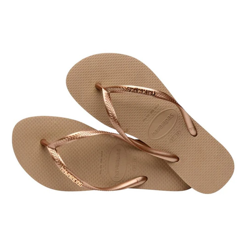 Sandalias Havaianas Slim Logo Metallic Mujer Rose Gold