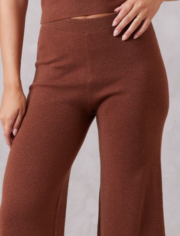 Pantalon Wide Leg Brillo MARRON