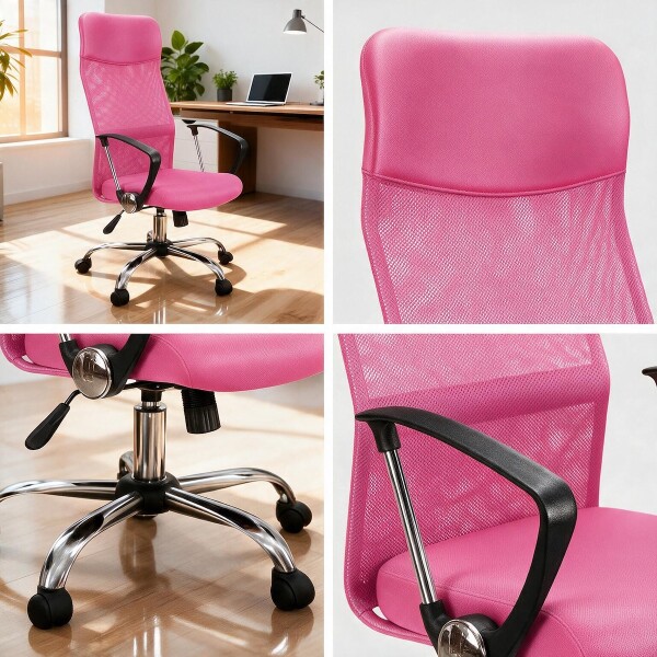 Silla de escritorio Oficina Sillon Ejecutiva Ergonomica giratoria Tela Mesh IMBACK Color Rosa Silla de escritorio Oficina Sillon Ejecutiva Ergonomica giratoria Tela Mesh IMBACK Color Rosa