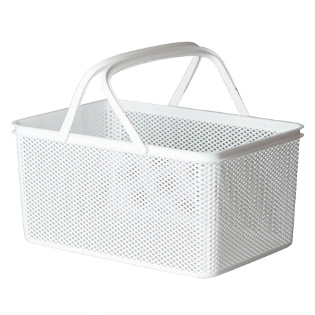 Canasto Cesto Organizador Línea c/Asa Rectangular 40x27x20Cm Blanco