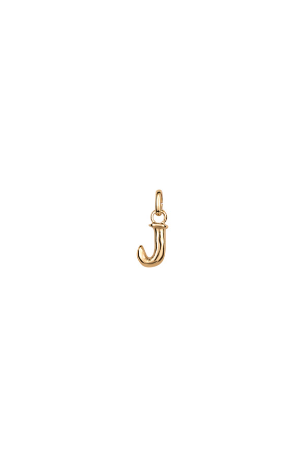 CHARM DE ALEACION DE METALES BAÑADO EN ORO DE 18 K CON FORMA DE LETRA J CON ARGOLLA Charm