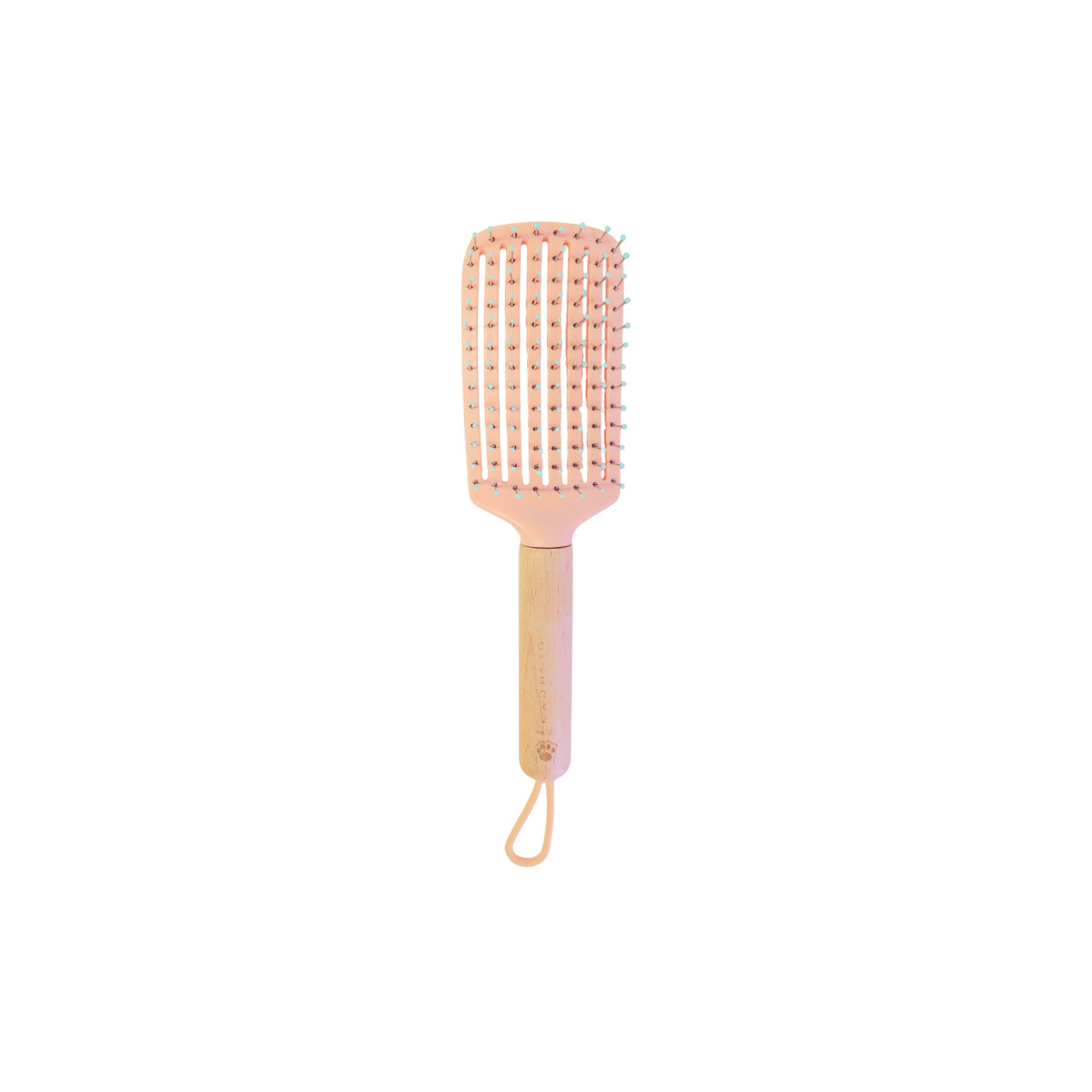 Peine cepillo con mango madera y cuerdita - Rosado 