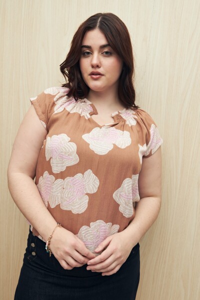 BLUSA GUILFORD PRINTED Beige Oscuro