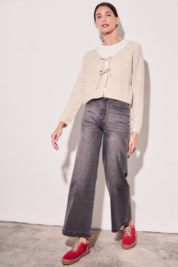 Cardigan Lazos Bouttonne Beige Melange