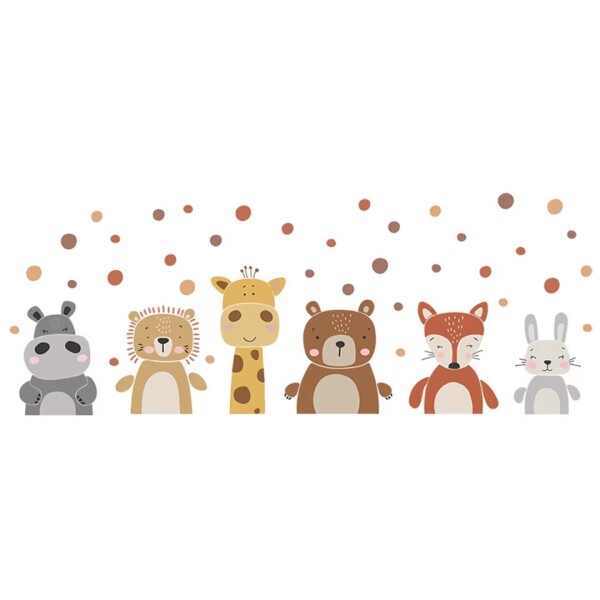 Vinilo Decorativo Infantil Animales de la Selva 60 x 30 cm Marrón 2