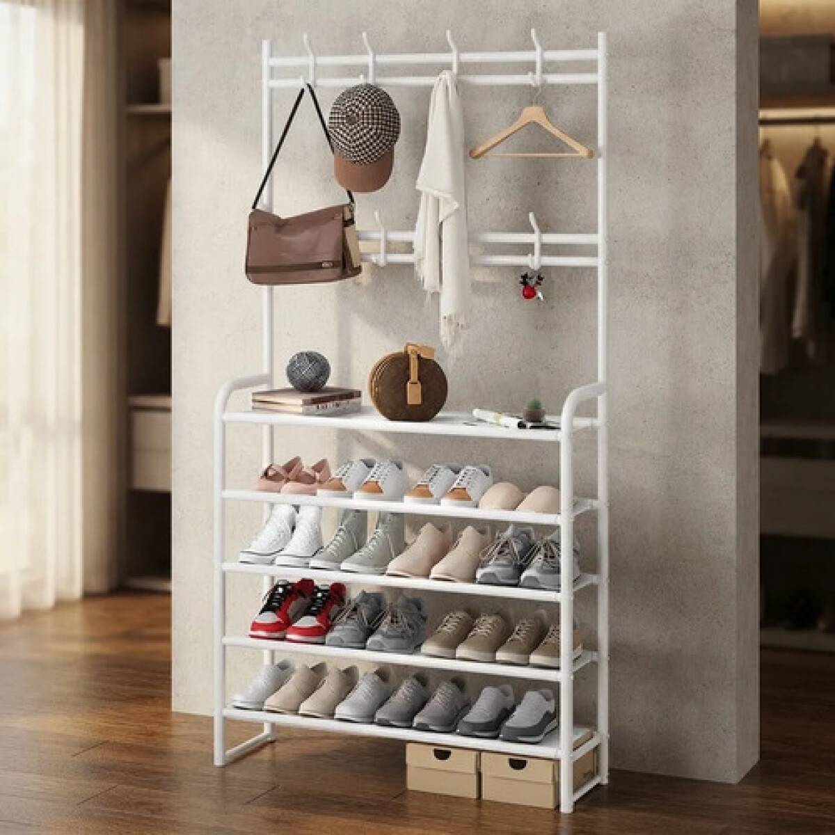 Perchero Metalico Colgador Zapatero Closet 