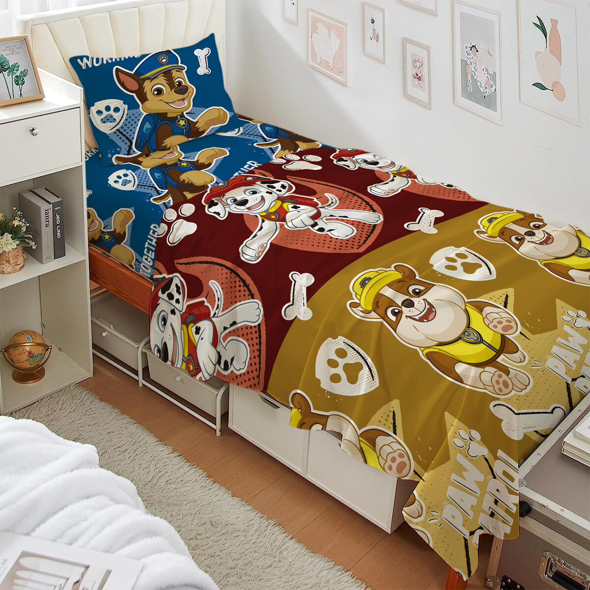 Juego Sábanas Infantil Paw Patrol Niño 1 Plaza 100% Microfibra - AZUL 