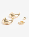 Aros Sets Strass Aros Argolla Set Metal Y Strass - Dorado