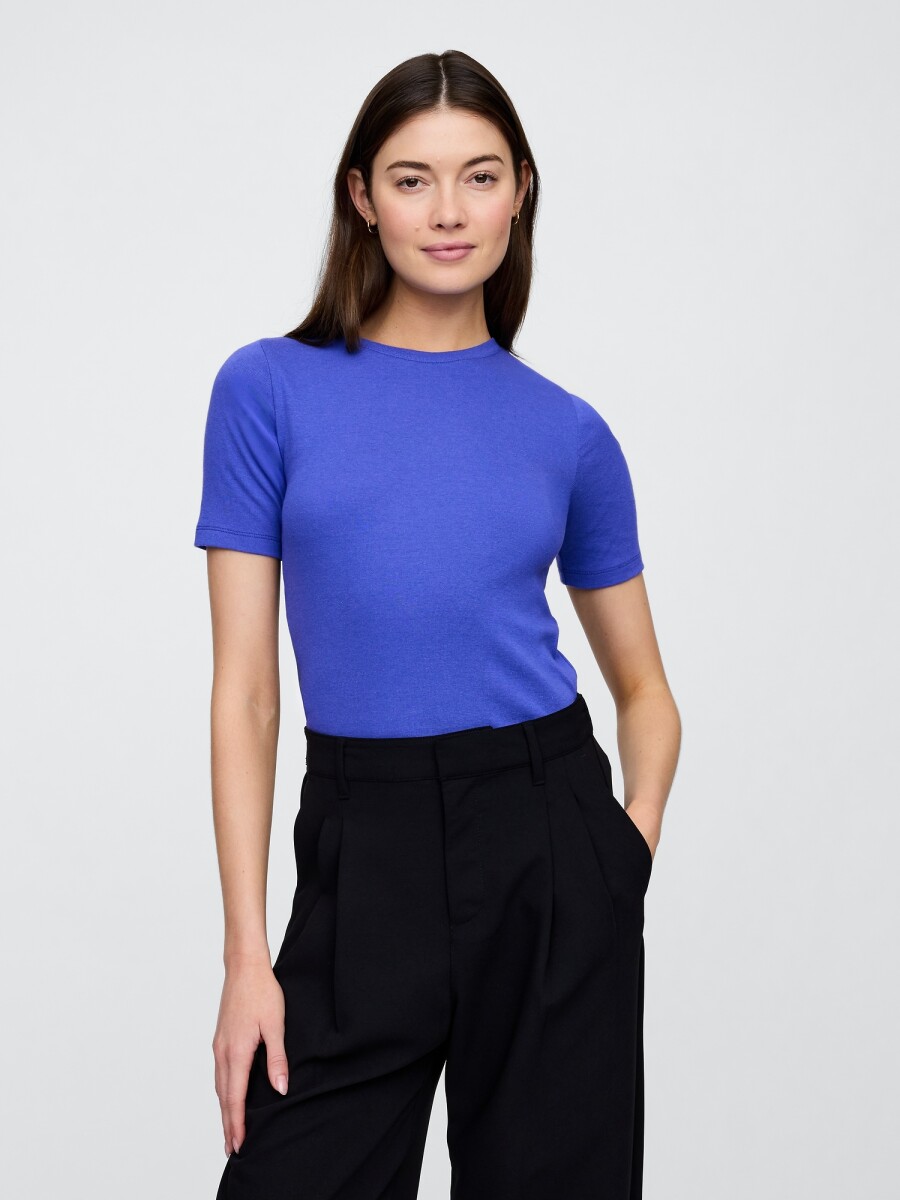 Remera Rib Cuello Redondo Mujer - Dazzling Blue 183949Tc 