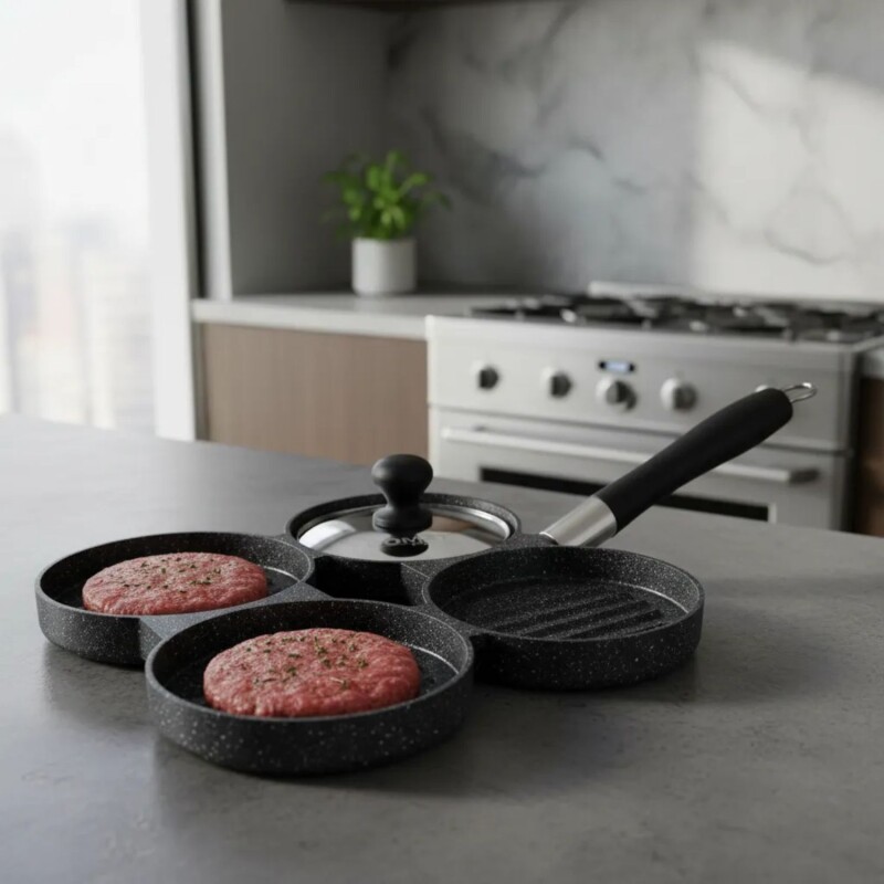 Sartén para hamburguesas Comet 4 moldes Negro