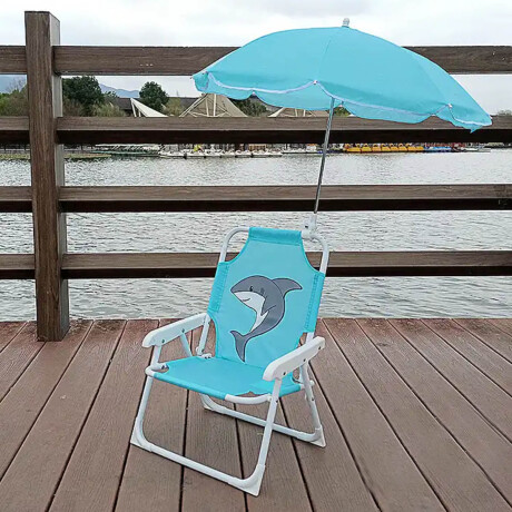 Silla Infantil Reposera Plegable Playa Con Sombrilla Azul