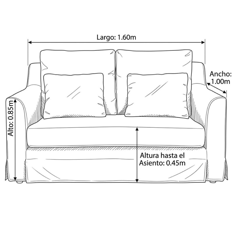 SOFA 2 PUESTOS- CLASSIC SIX CON FLECOS- BEIGE(CD) Unica