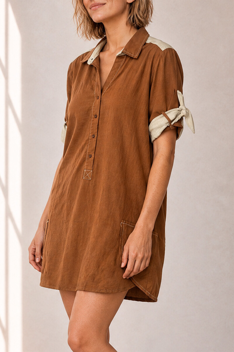 VESTIDO LINO POLO TOSTADO