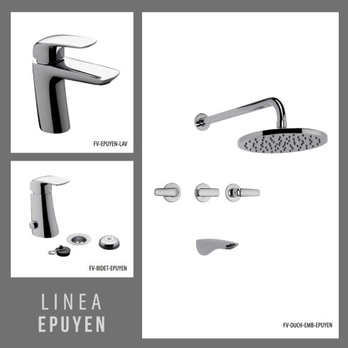 Juego Completo De Griferia, Incluye Lavatorio, Bidet Y Ducha De Embutir Epuyen Fv BLANCO