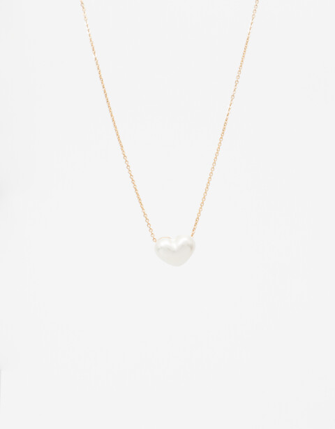 Cadena Corta con Dije Perla Collar Corto Con Dije De Corazón - Dorado