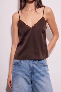 Blusa Saten Chocolate
