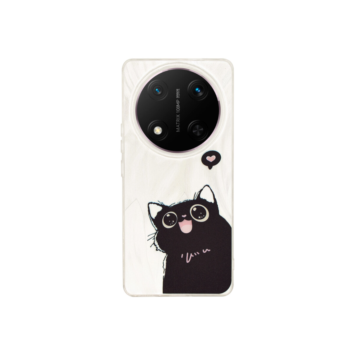 Protector para Honor Magic7 Lite plateado diseño gato animado 
