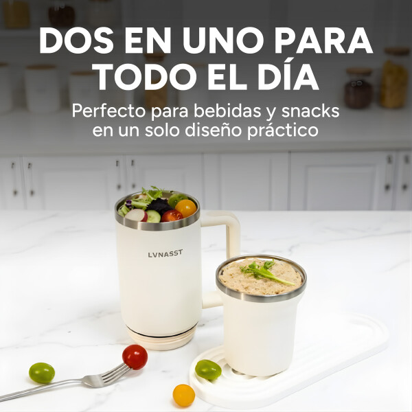 Vaso Térmico Acero inoxidable Doble 890ml + 295ml C/pajita Color Blanco